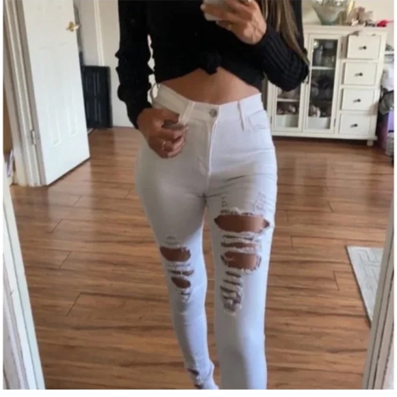 🪞 NEW h&m high waisted high rise stretch jean leggings pants with side pocket - Picture 4 of 4